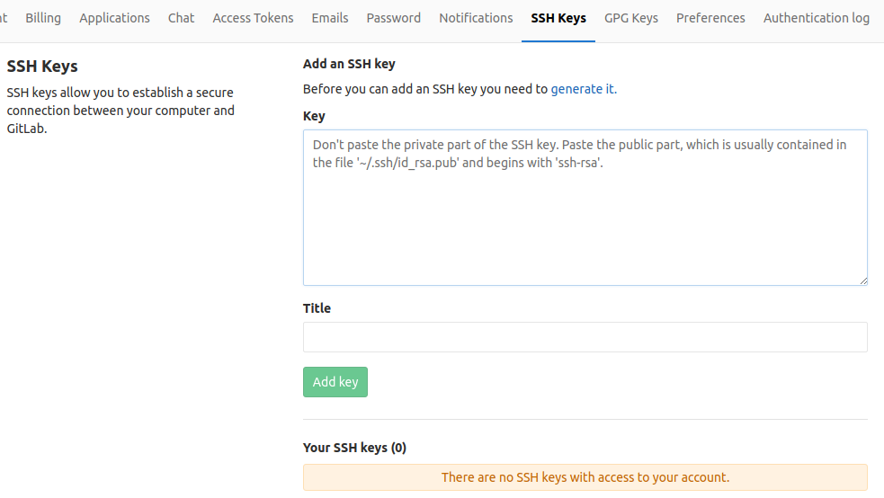 Gitlab ssh key